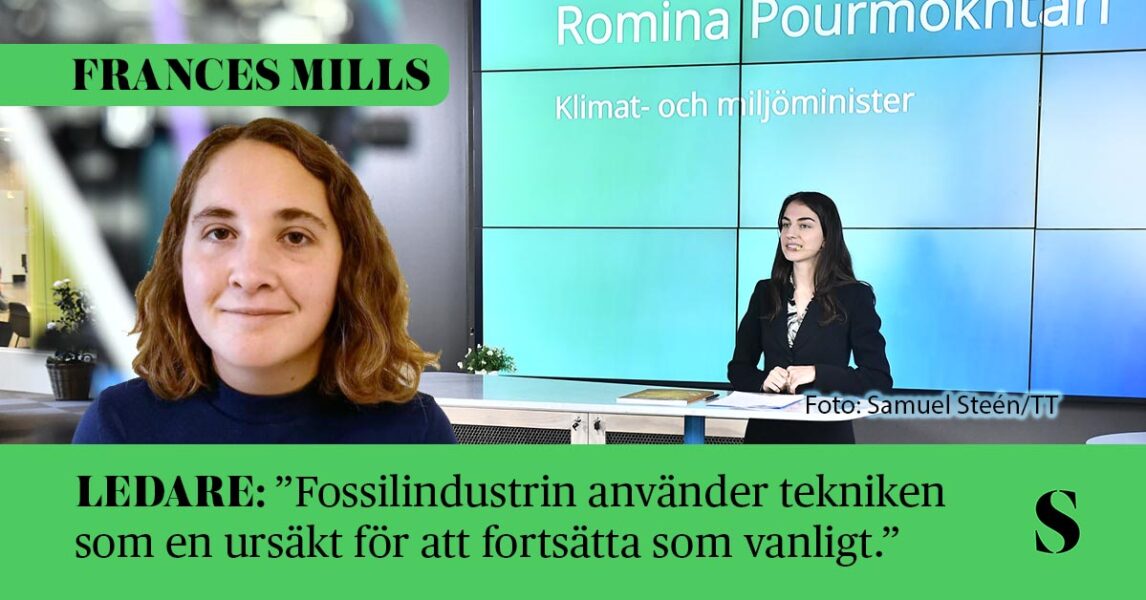 Miljö- och klimatministern på koldioxidinfångningsfabriken. Skribenten i förgrunden.