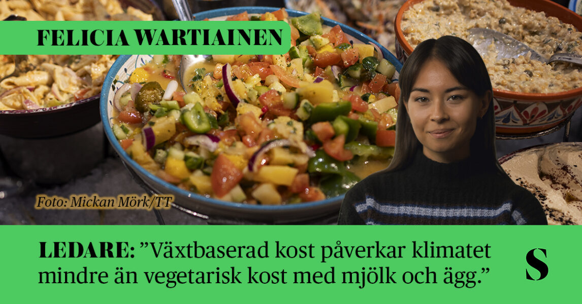 Fat med mat. Skribenten i förgrunden.