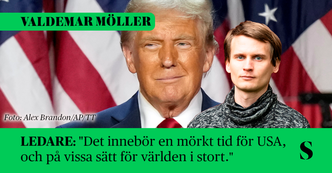 Donald Trump, skribenten i förgrunden.