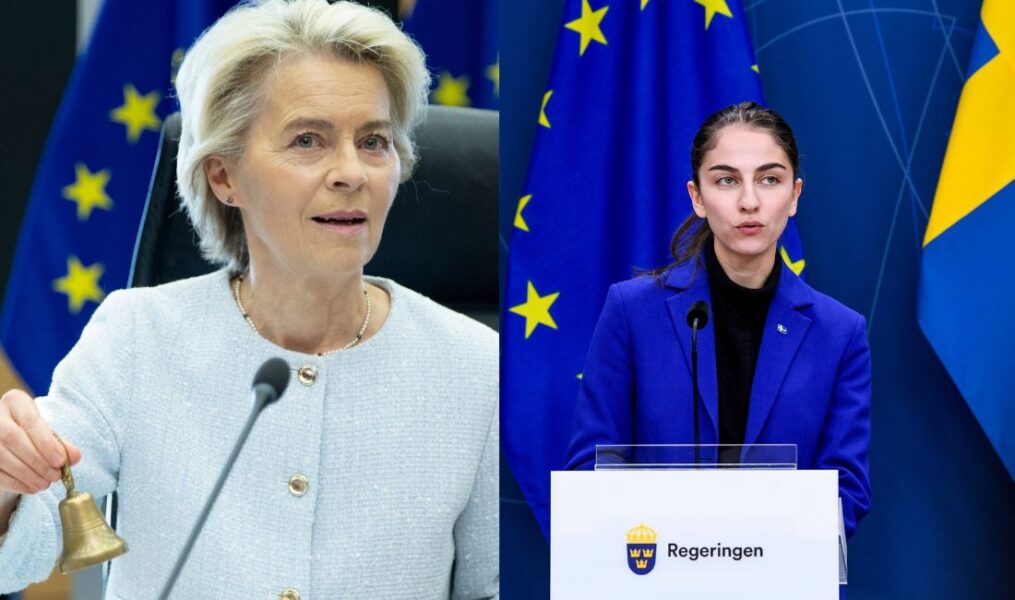 EU-kommissionens ordförande Ursula von der Leyen och Sveriges klimat- och miljöminister Romina Pourmokhtari (L).