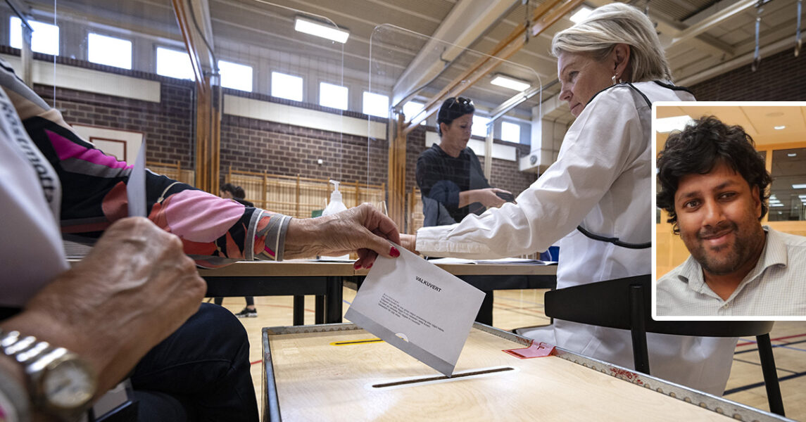 Malmöbor röstar i Holmaskolan i september 2022.