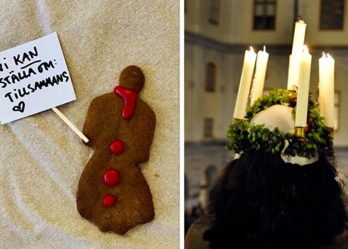 Pepparkaka med plakat och lucia