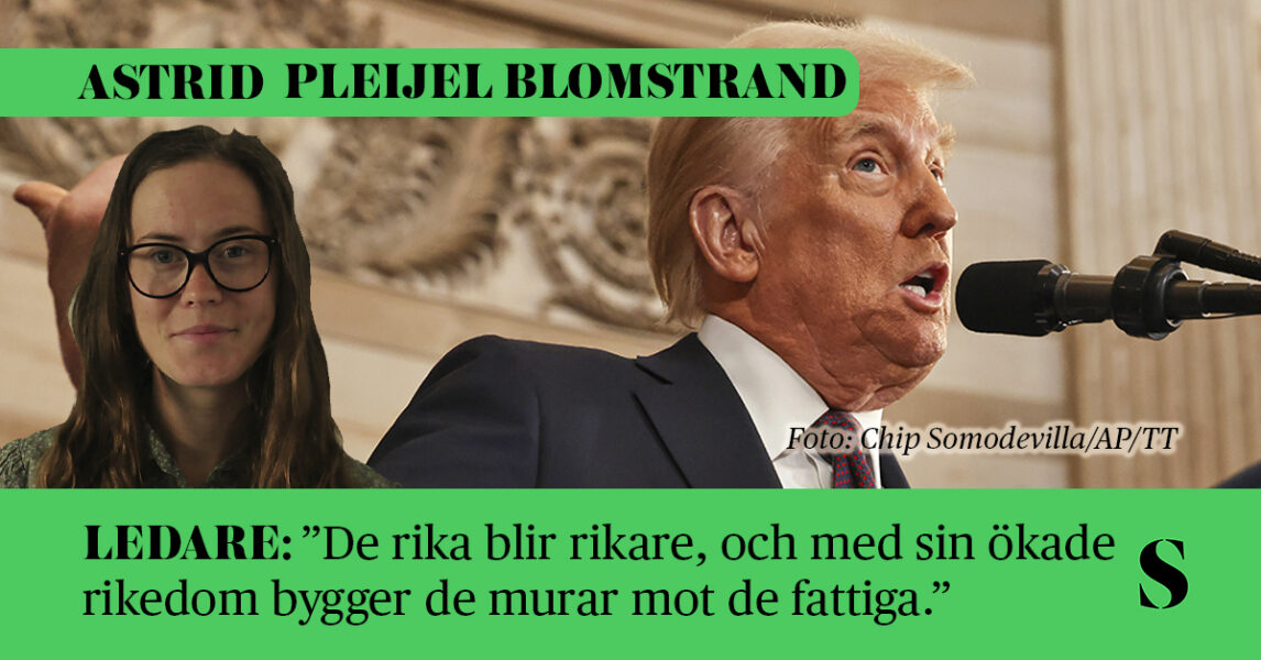 Trump håller tal. Skribenten i förgrunden.