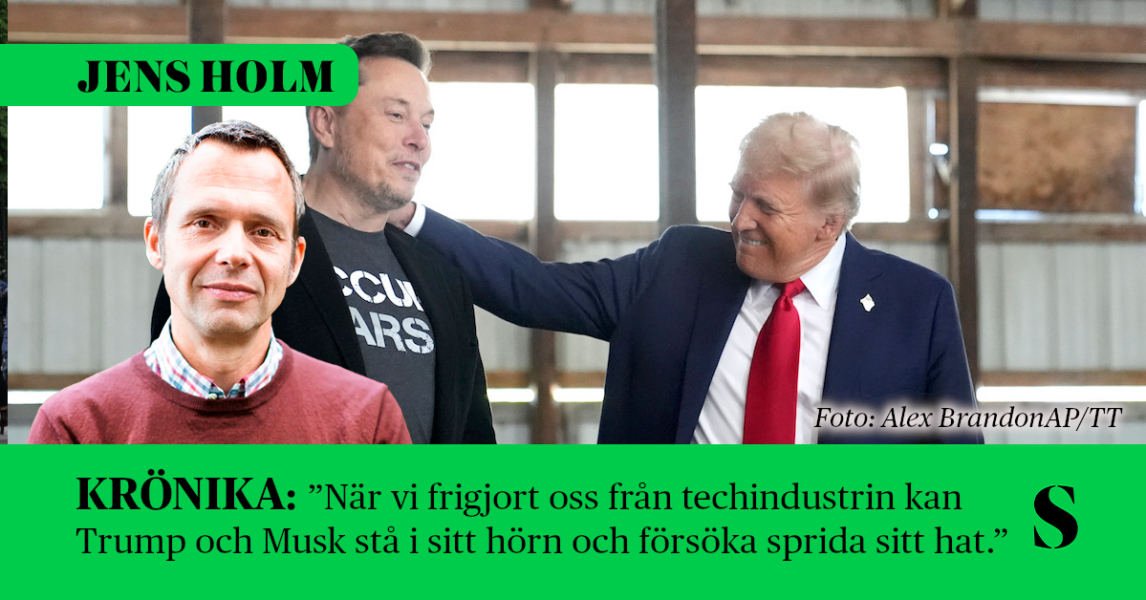 Elon Musk och Donald Trump. Skribenten i förgrunden.