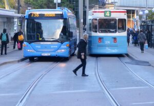 Buss och spårvagn i Göteborg.