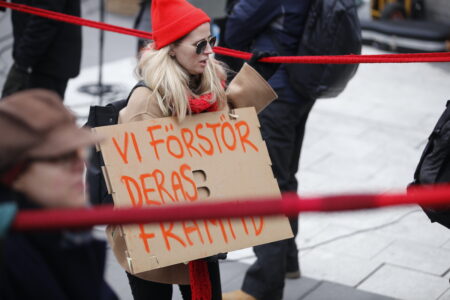 Rebellmamma med plakat