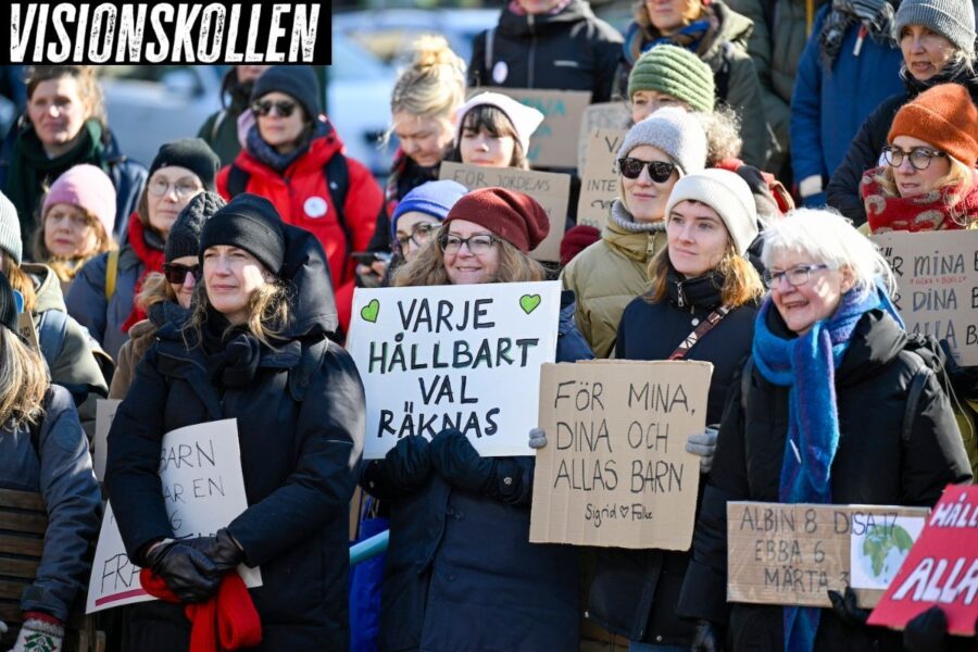 människor med plakat &quot;varje hållbart val räknas&quot;, vinjett i bild: Visionskollen