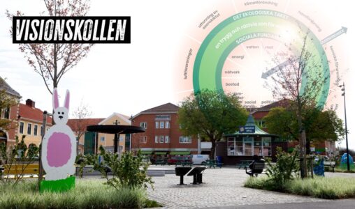 Torget i Tomelilla och en illustration över munkmodellen.