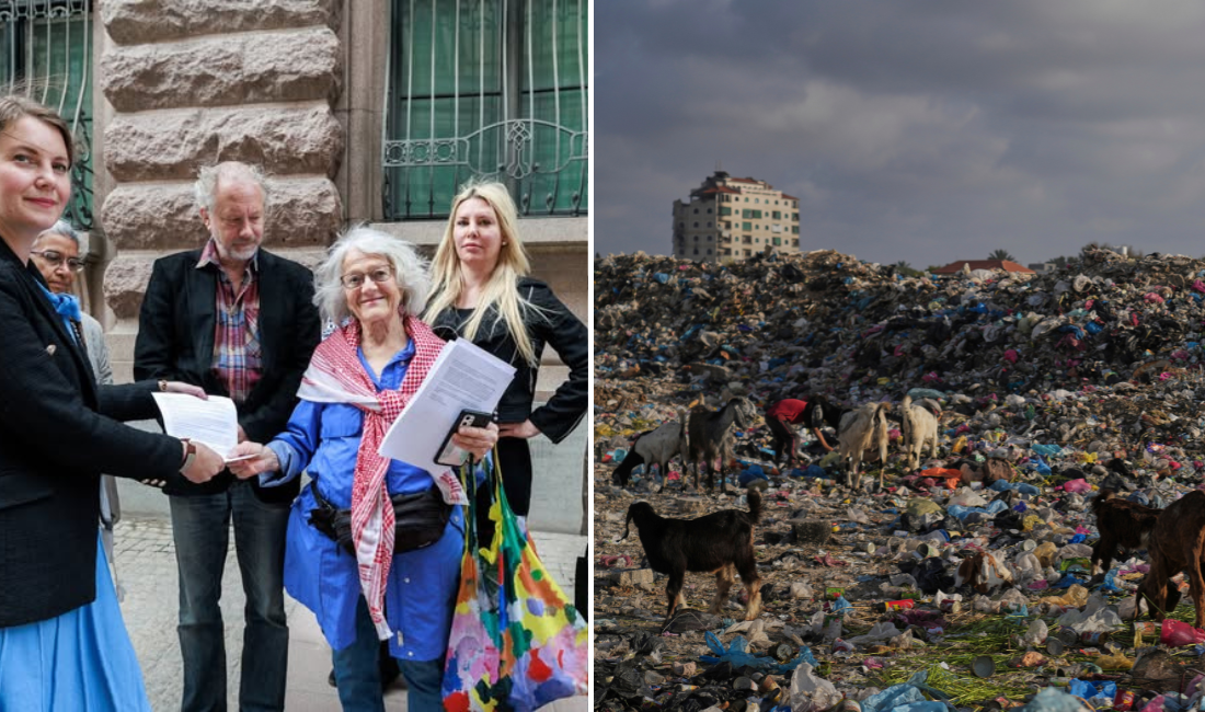 Till vänster: Delegationen lämnar över sin anmälan till Ida Karkiainen.