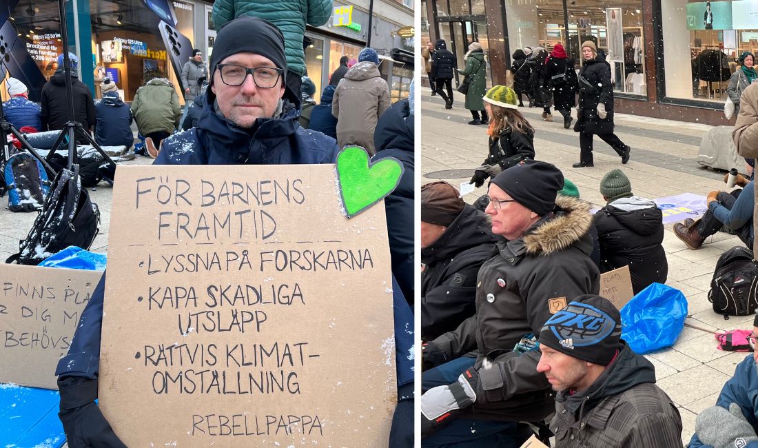 Pappor i samband med en klimatmanifestation.