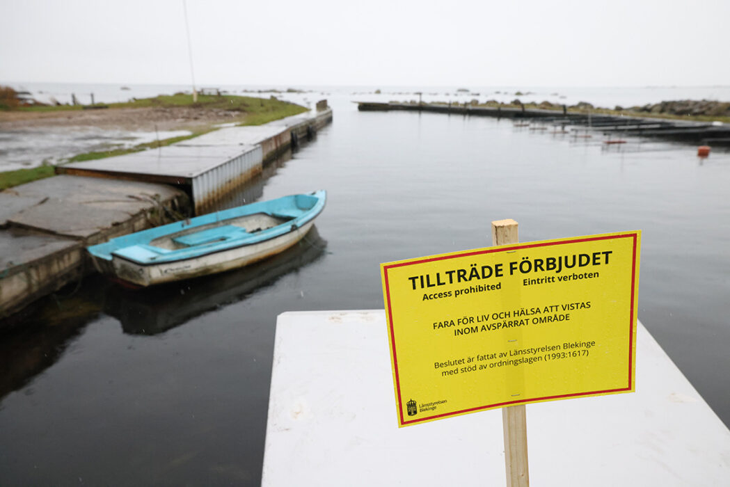 Sanering efter oljeutsläppet från passagerarfartyget Marco Polo i Blekinge 2023.