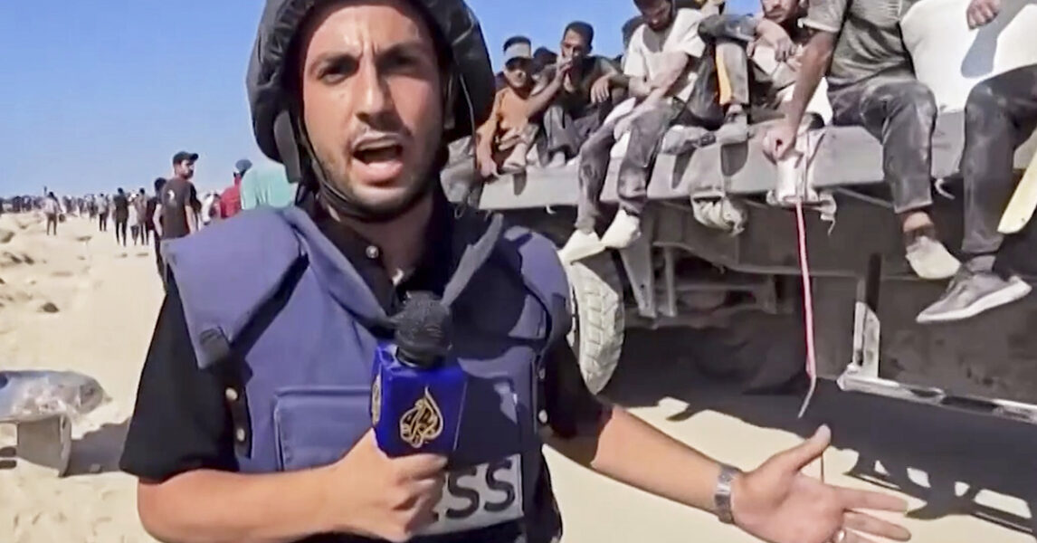 ”Nej, pressfrihet är inte Hamas kopp te, men det är Israel som gör det nästintill omöjligt för journalister att rapportera från Gaza i dag, och som systematiskt dödar journalister.”