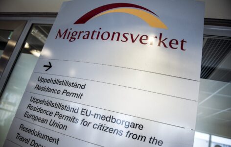 Skylt på Migrationsverket.