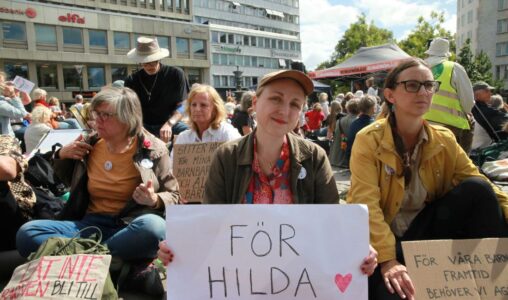 Aktivist i samband med en manifestation i Malmö