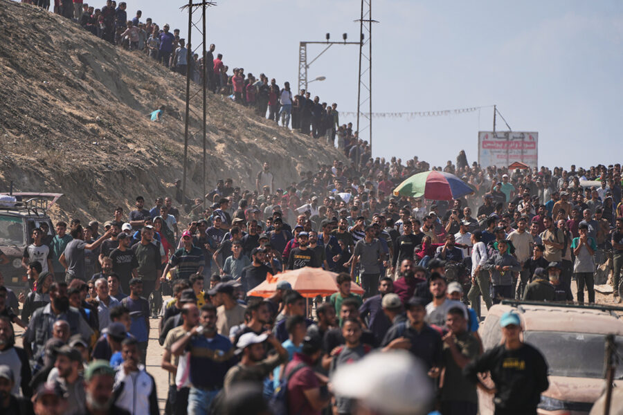 Palestinier går mot norra Gaza