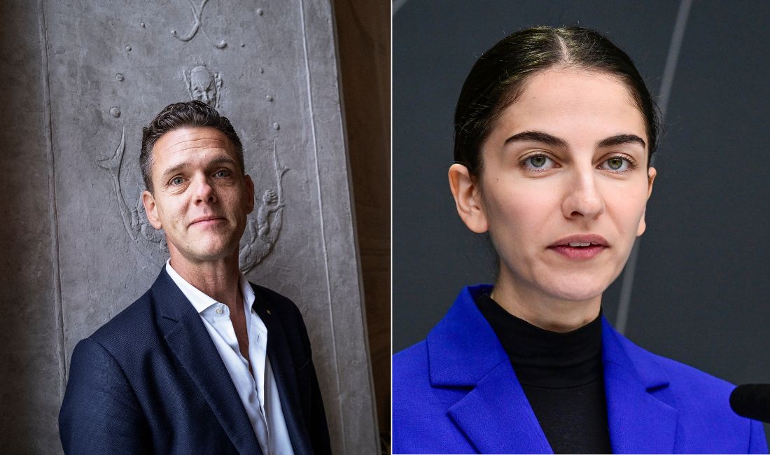 Christopher Fjellner (M) och Romina Pourmokhtari (L).