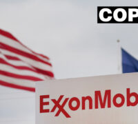 USA:s flagga, Exxonlogga, vinjett COP30