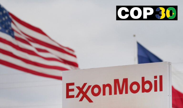 USA:s flagga, Exxonlogga, vinjett COP30