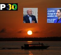 Collage med Lula Da Silva och Romina Pourmokhtari (L), samt en bild över Amazonasfloden.