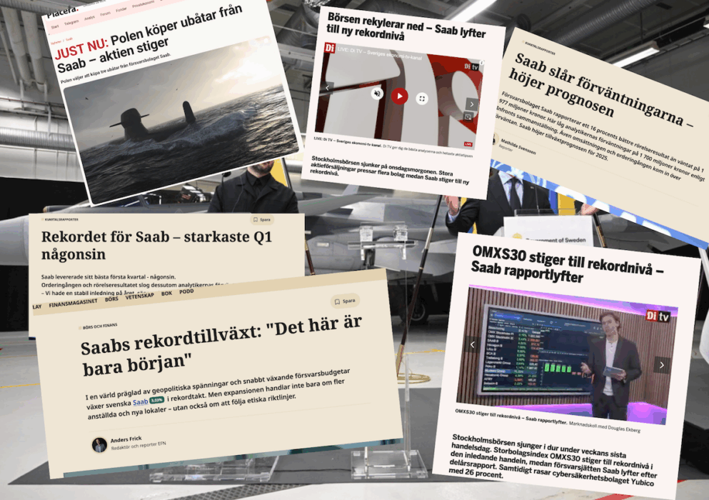 Sverige är världens elfte största vapenexportör och står för två procent av den totala vapenexporten.