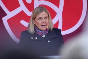 Magdalena Andersson under sitt jultal.