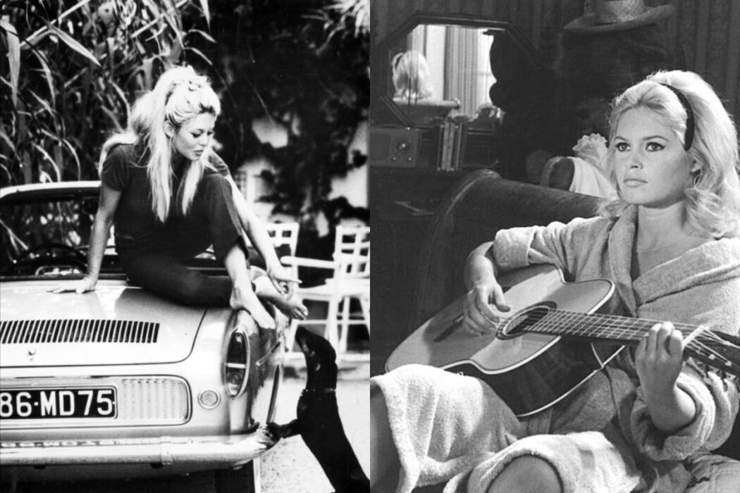 Birgitte Bardot på kylaren till sin nya Cavarelle S-bil tillsammans med sin favorittax och i filmen A private affair.