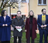 Simona Mohamsson (L), Ulf Kristersson (M), Ebba Busch (KD) och Jimmie Åkesson (SD).
