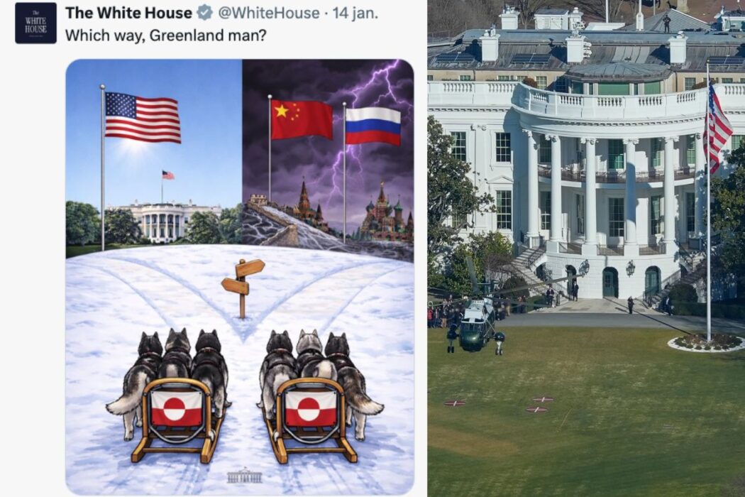 Inlägg på X av Vita huset och en bild på Vita huset.