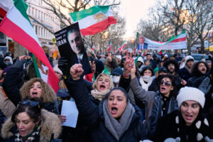 Demonstranter som stödjer protesterna i Iran.