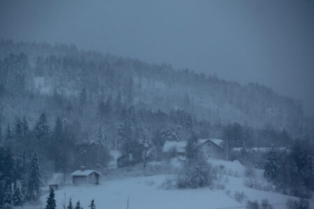 Gård i vinterlandskap