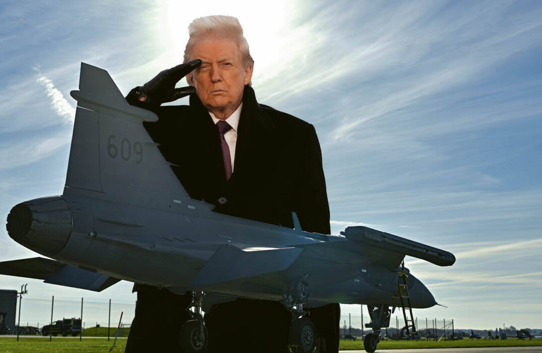 Trump bakom stridsflyg