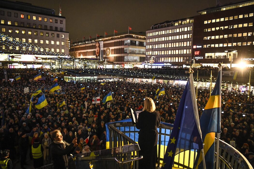 Demonstration för Ukraina.