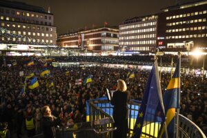 Demonstration för Ukraina.