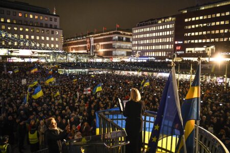 Demonstration för Ukraina.