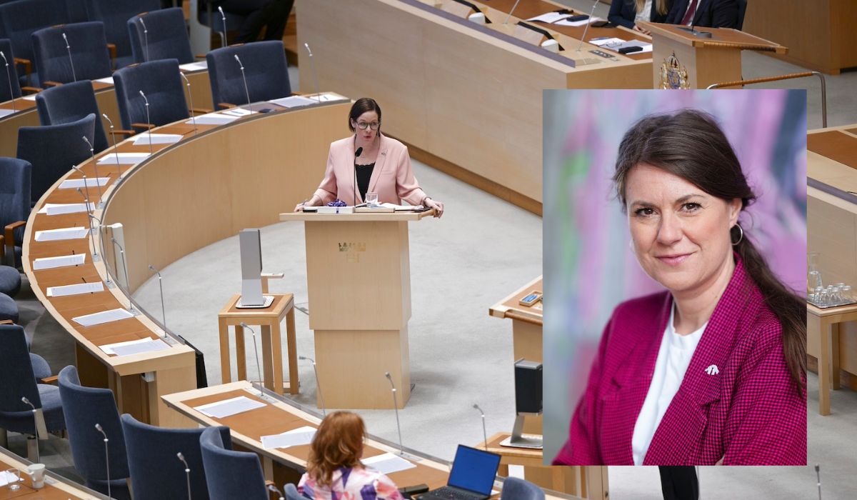 Bakgrundsbild på utrikespolitiska debatten, infälld bild: Kerstin Bergeå.