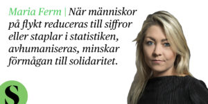 Skribenten Maria Ferm och ett citat ur texten.