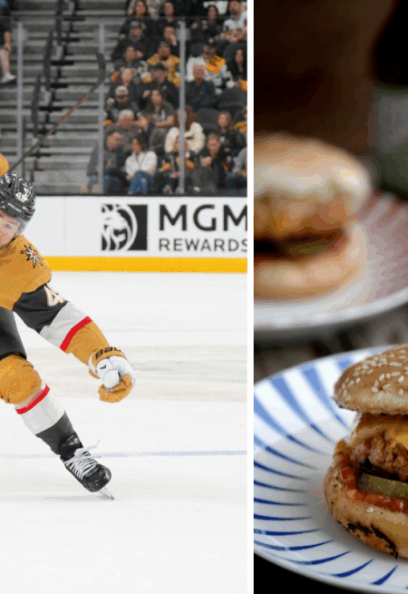 Hockeyspelare och hamburgare.
