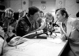 Presskonferens med Olof Palme.