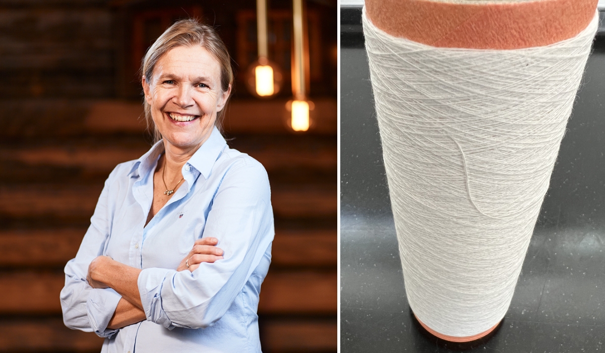 ”Vi använder inga kemikalier, inget vatten och är relativt energisnåla”, säger Åsa Strandberg, vd för spinneriet Holma som blir först i Sverige med industriell produktion av återvunnet garn.