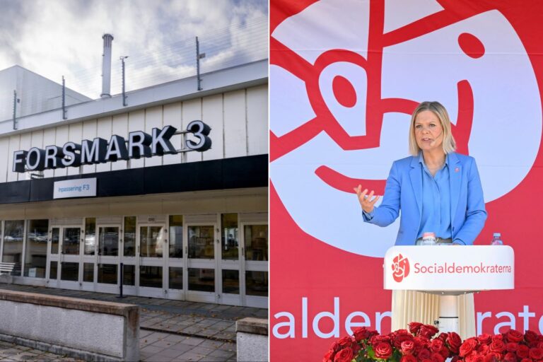 Forsmark kärnkraftverk och Socialdemokraternas partiledare Magdalena Andersson (S).