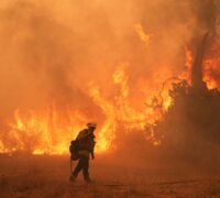 Brand och brandman.