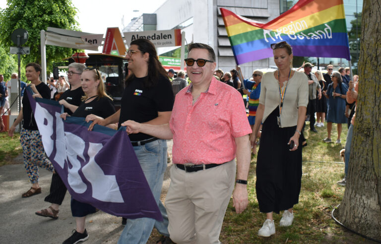 mångfaldsparaden, rfsl-banderoll, prideflagga