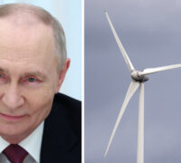 Putin och vindkraftverk.