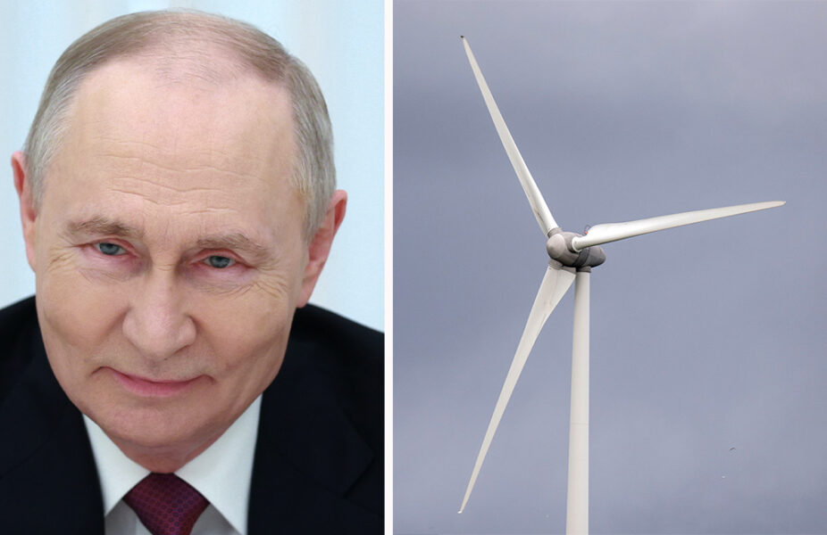 Putin och vindkraftverk.