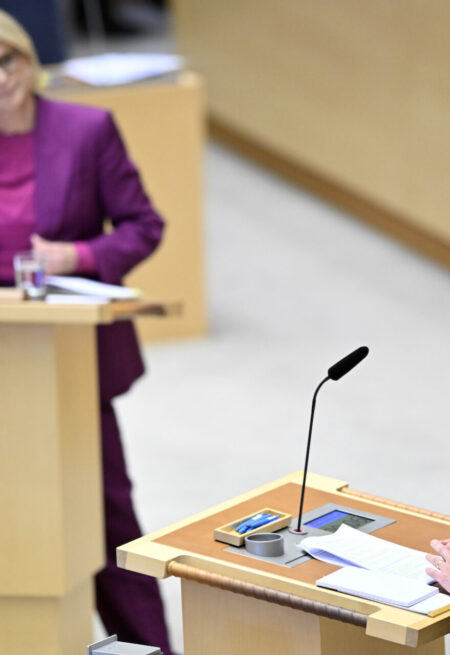 Debatt i riksdagen.