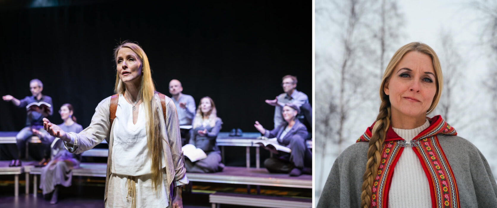 Till vänster: Ett Norrländskt Requiem, Studio Acsucticum, Piteå, Carina Henriksson och Erik Westbergs vokalensemble.