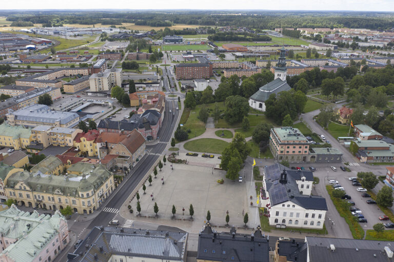 Stora torget i Köping sett ovanifrån