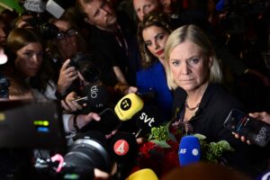 Magdalena Andersson under S valvaka.