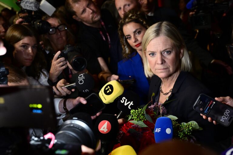 Magdalena Andersson under S valvaka.