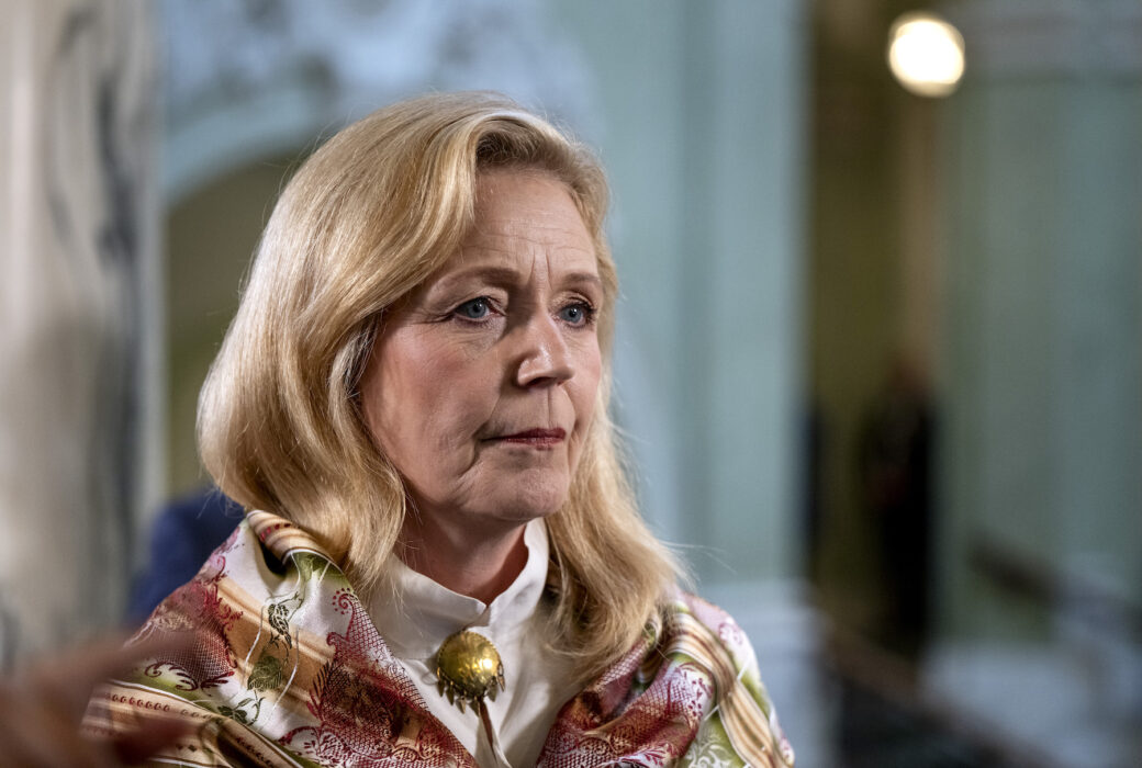 Centerpartiets partiledare Elisabeth Thand Ringqvist efter riksmötets öppnande.